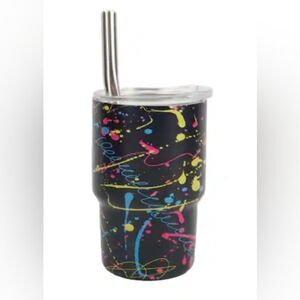 Colorful Splatter Mini Tumbler with Metal Straw